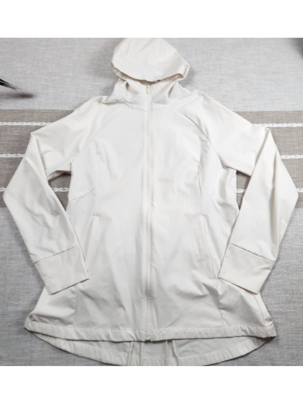 All In Motion White Hooded Full Zip Lightweight Rain Coat Size XL